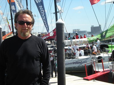 Peter standing with the crew from Boston with Volvo Fleet